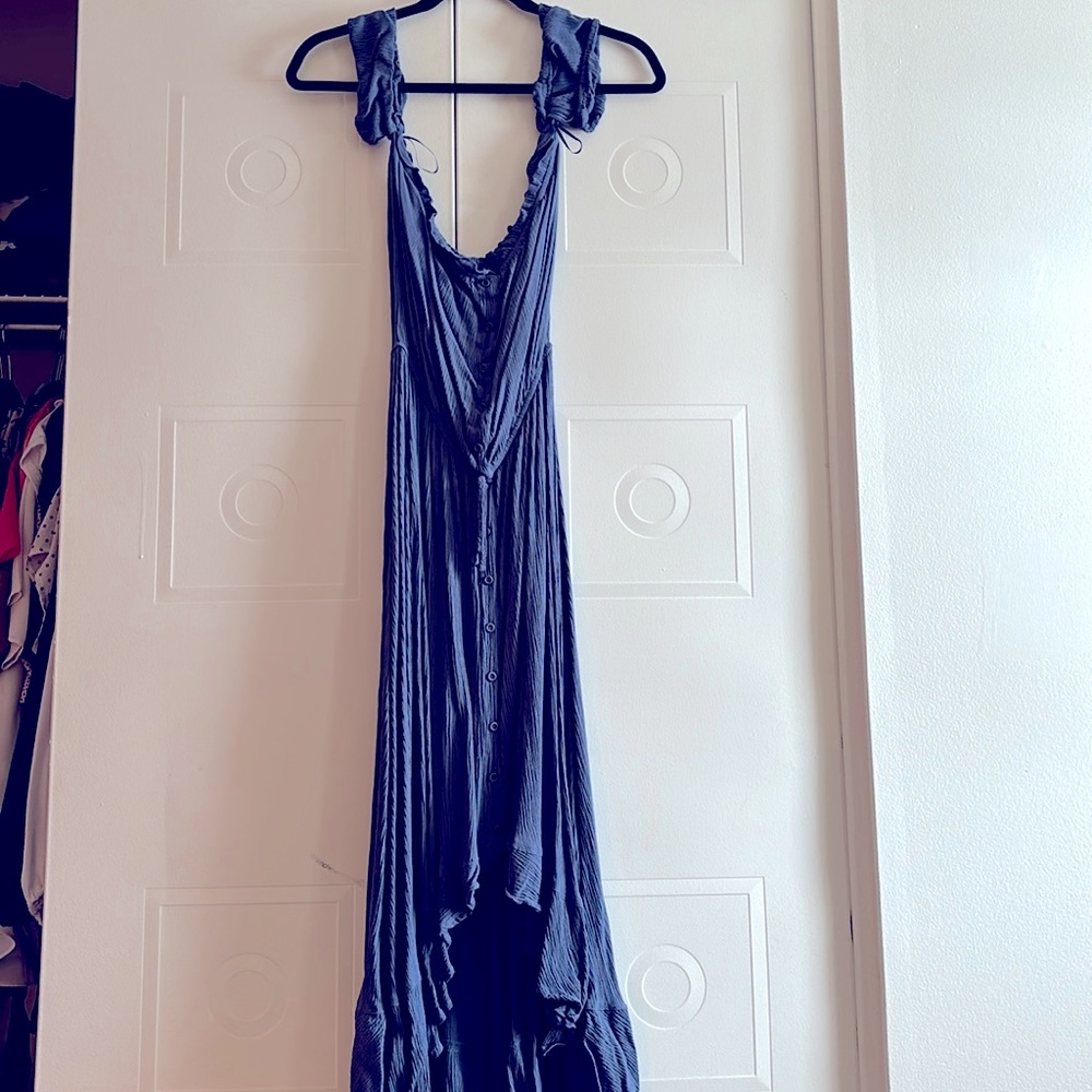 Purple off the shoulder hi-low dress